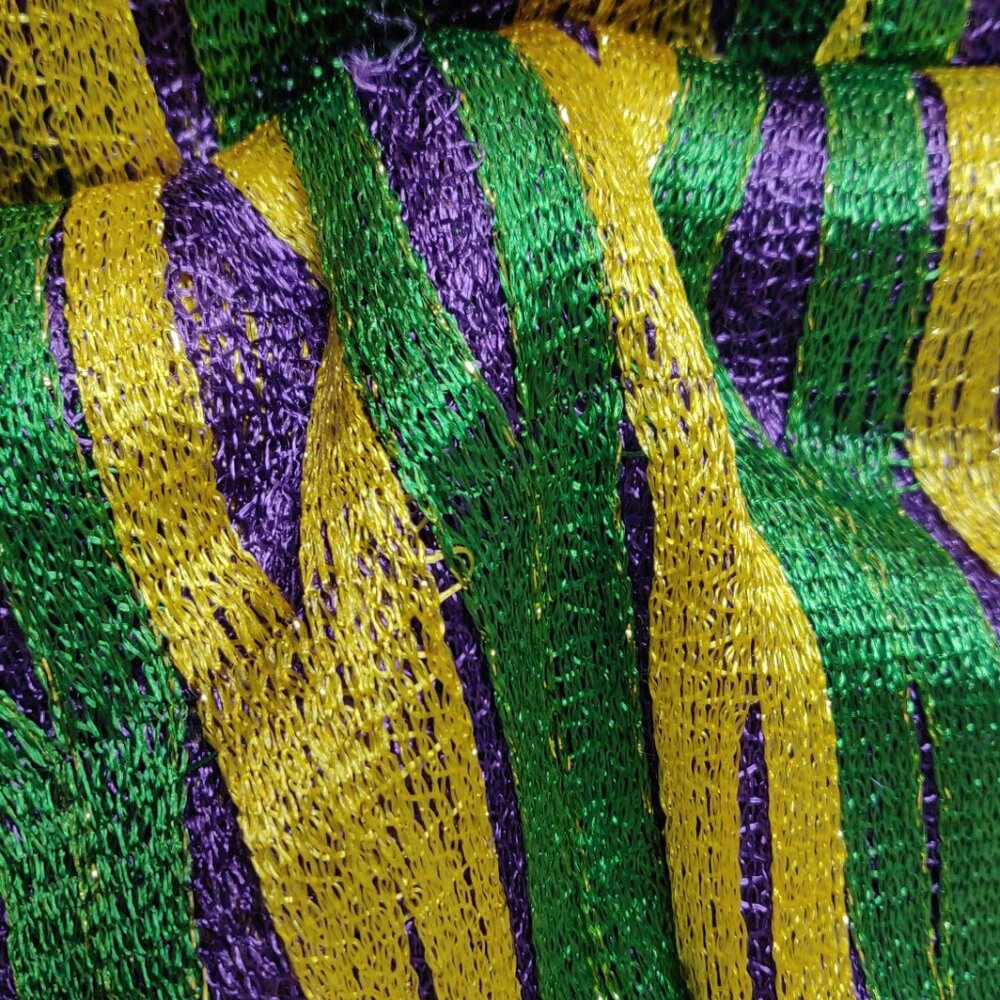 Mardi Gras Sparkling Fishnet Poncho Coverup with Tassels One Size Purple Gold - Picture 6 of 6